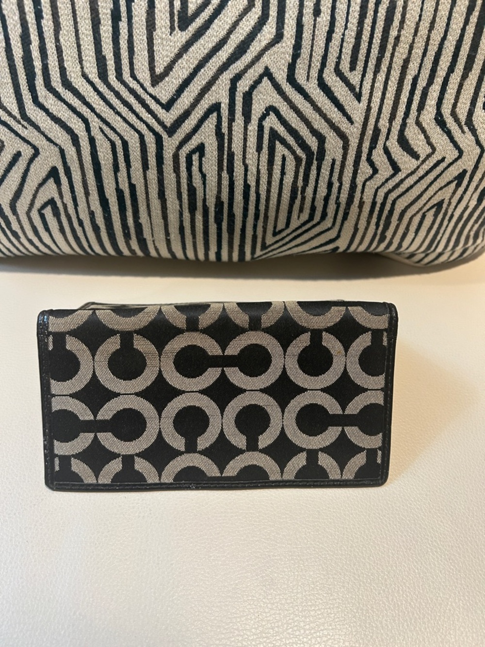 Coach Black and Tan Signature Canvas Wallet